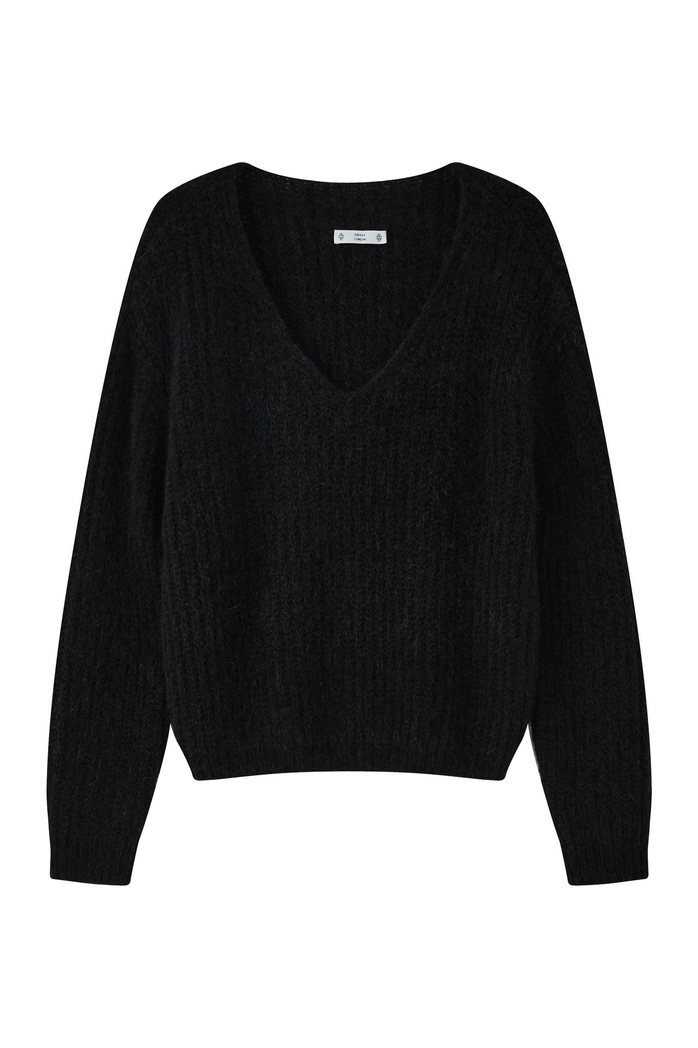 Immy V-neck Basic Alpaca wool  Knit Jumper - Black