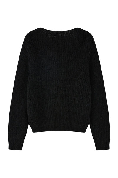 Immy V-neck Basic Alpaca wool  Knit Jumper - Black