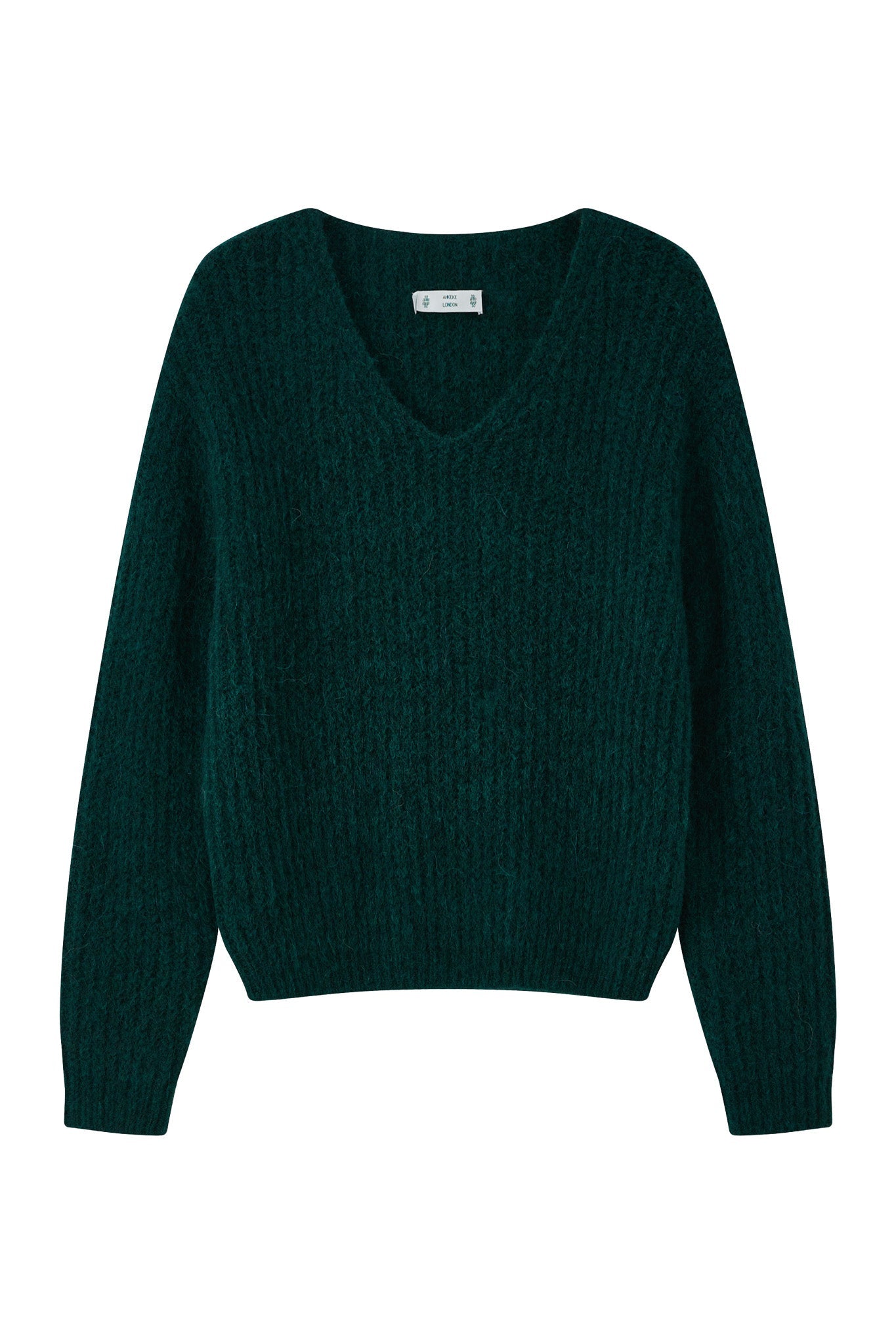 Immy V-neck Basic Alpaca Wool Knit Jumper  - Forest