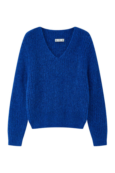 Immy V-neck Basic Alpaca wool  Knit Jumper - Royal Blue