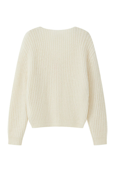 Immy V-neck Basic Alpaca wool  Knit Jumper - White