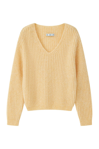 Immy V-neck Basic Alpaca Wool Knit Jumper - Yellow