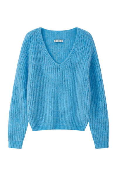 Immy V-neck Basic Alpaca Wool Knit Jumper - Sky