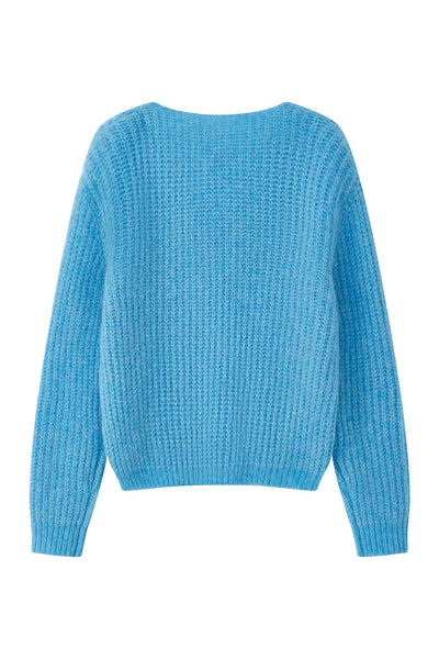 Immy V-neck Basic Alpaca Wool Knit Jumper - Sky