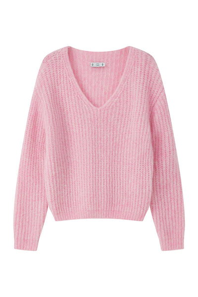 Immy V-neck Basic Alpaca Wool Knit Jumper - Pink