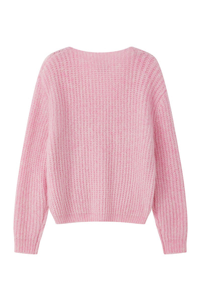 Immy V-neck Basic Alpaca Wool Knit Jumper - Pink