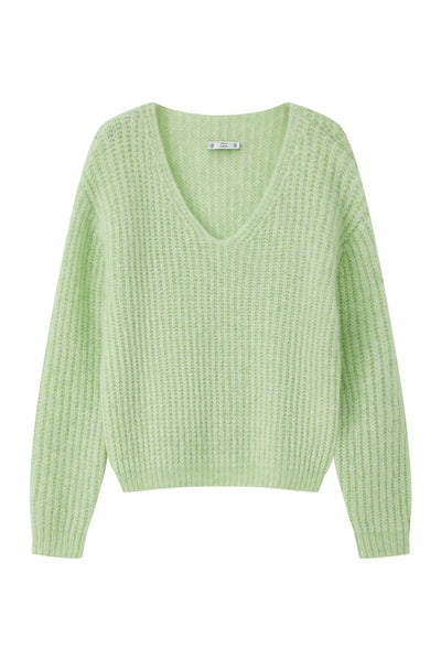 Immy V-neck Basic Alpaca wool  Knit Jumper  - Lime