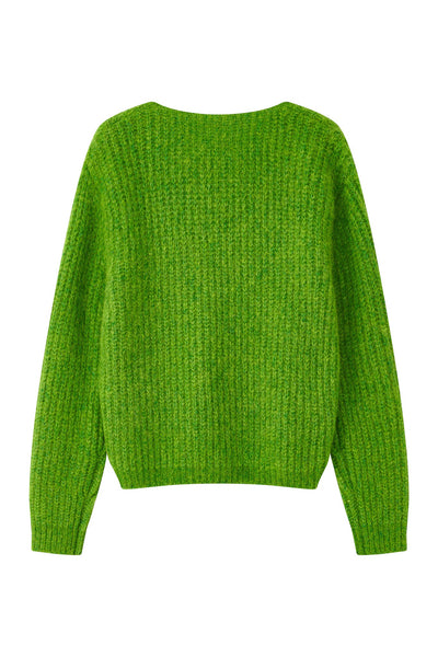 Immy V-neck Basic Alpaca wool  Knit Jumper - Green