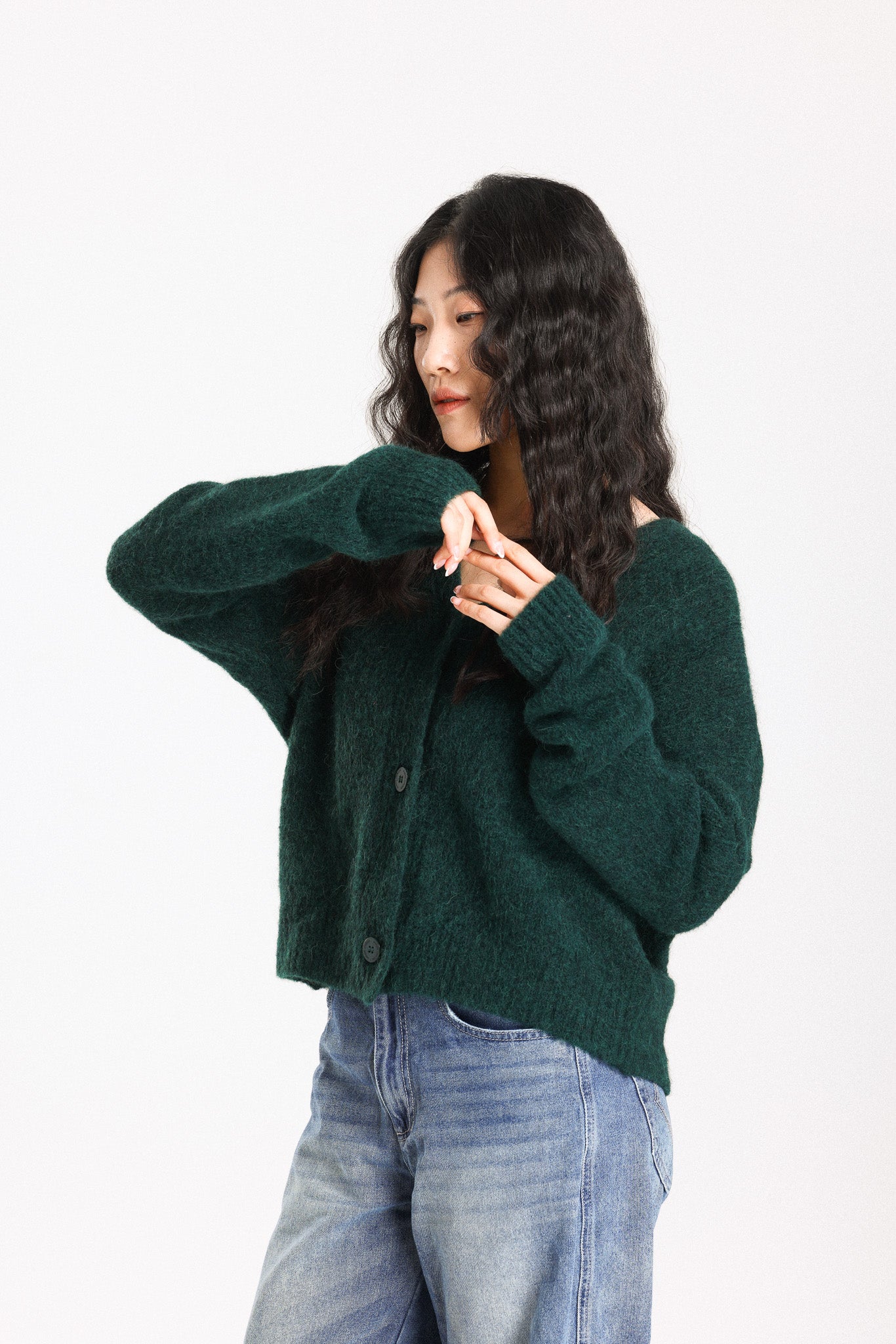 Lara Alpaca Wool Knit Cardigan  - Forest