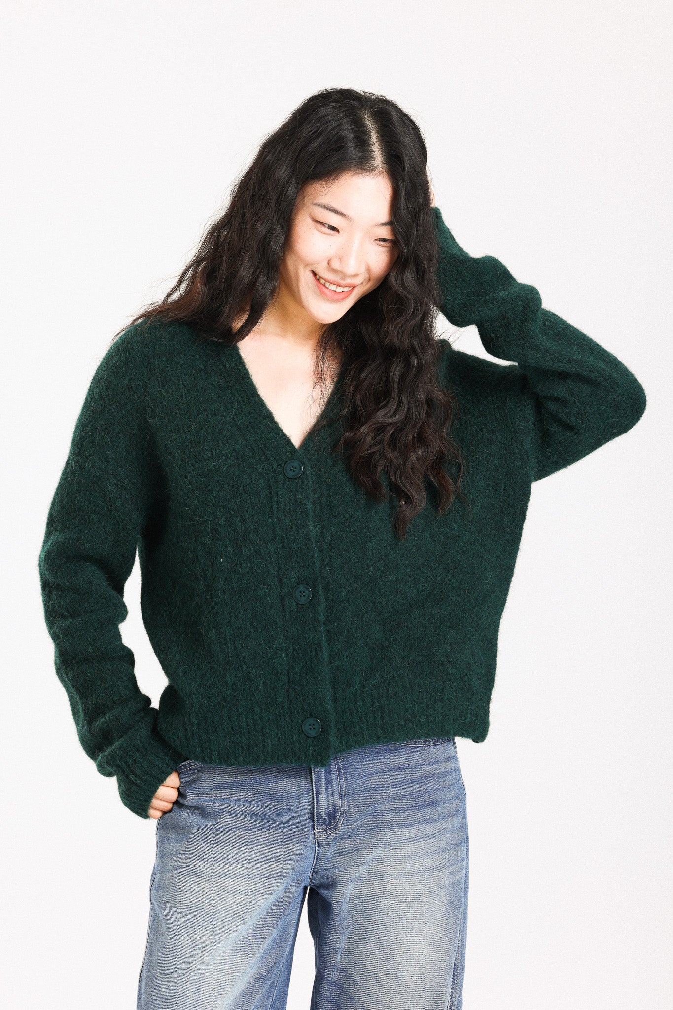 Lara Alpaca Wool Knit Cardigan  - Forest