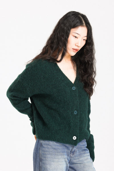 Lara Alpaca Wool Knit Cardigan  - Forest