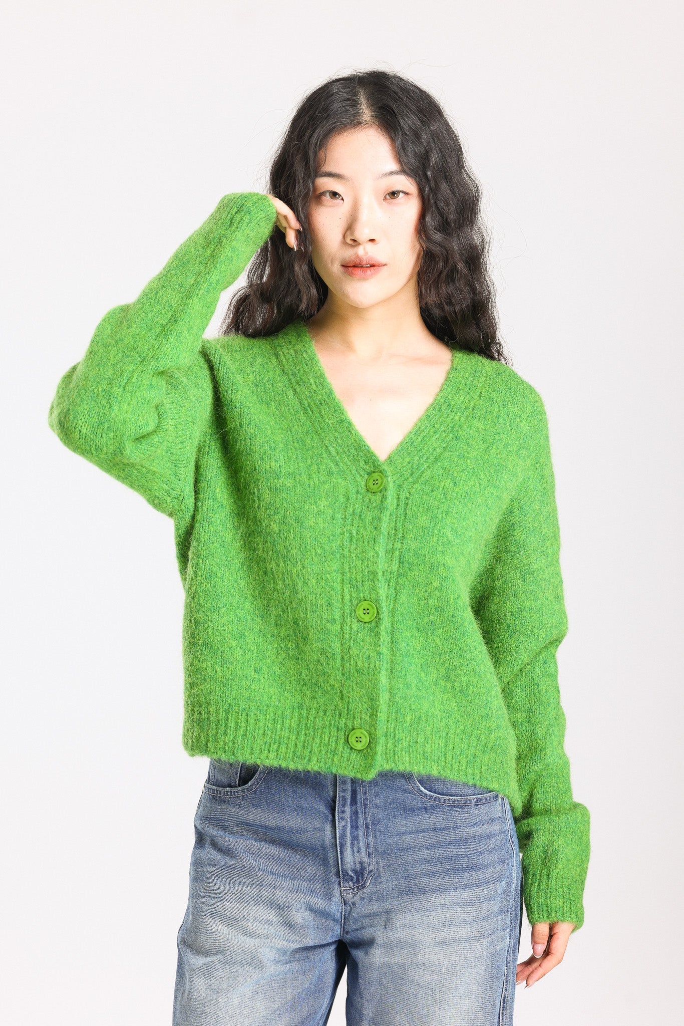 Lara Alpaca Wool Knit Cardigan - Green