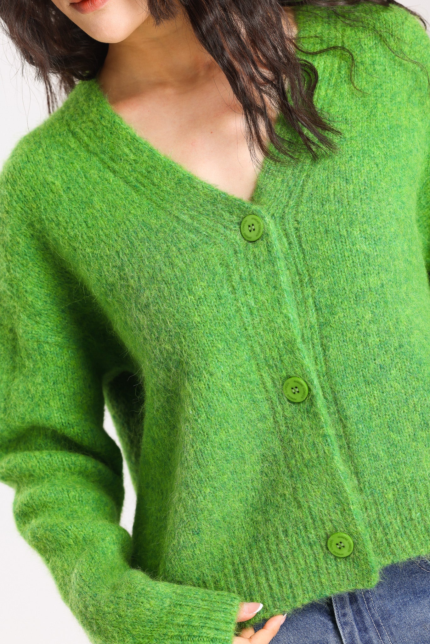 Lara Alpaca Wool Knit Cardigan - Green