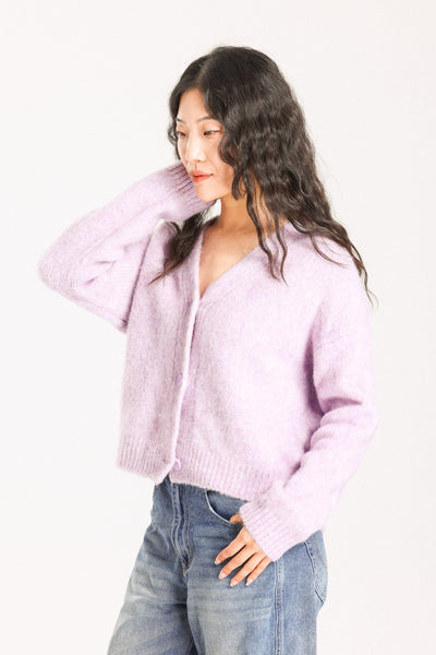 Lara Alpaca wool  Knit Cardigan - Purple