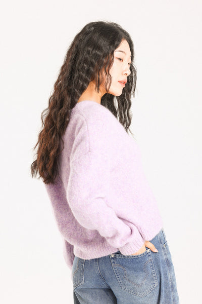 Lara Alpaca wool  Knit Cardigan - Purple