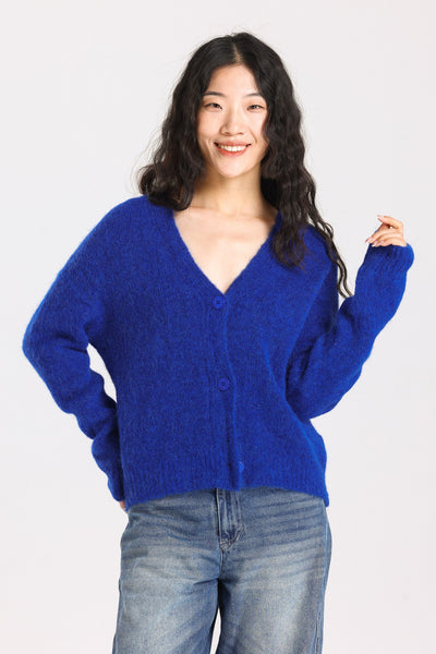 Lara Alpaca wool  Knit Cardigan - Royal Blue