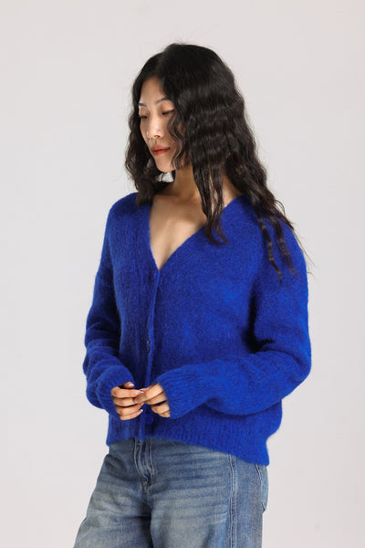 Lara Alpaca wool  Knit Cardigan - Royal Blue