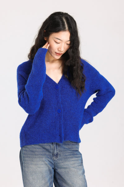 Lara Alpaca wool  Knit Cardigan - Royal Blue