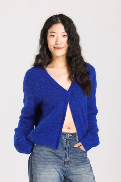 Lara Alpaca wool  Knit Cardigan - Royal Blue