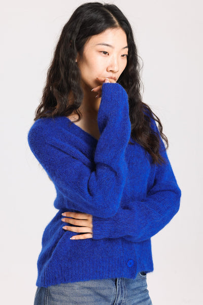 Lara Alpaca wool  Knit Cardigan - Royal Blue