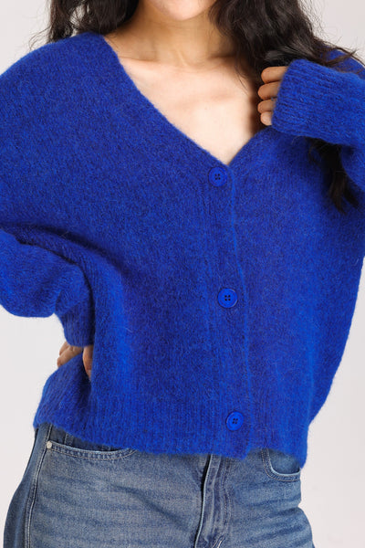 Lara Alpaca wool  Knit Cardigan - Royal Blue