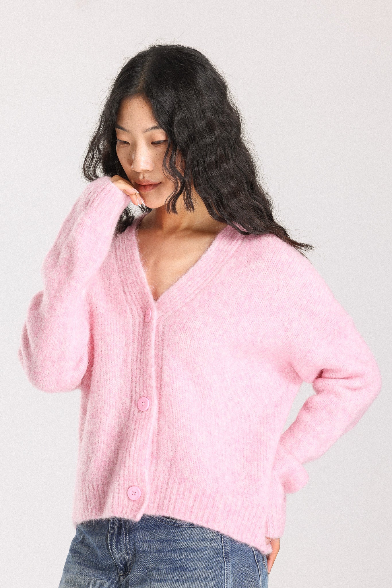 Lara  Alpaca wool Knit Cardigan - Pink