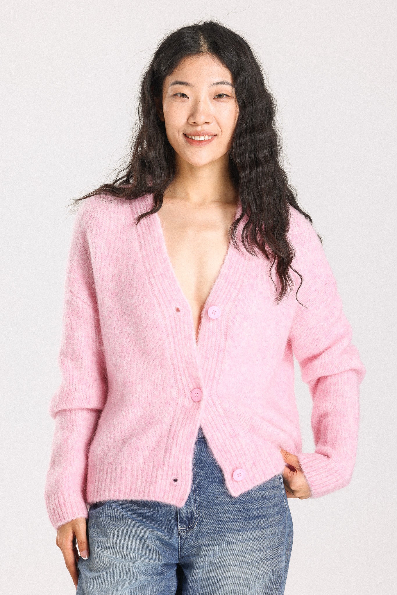 Lara  Alpaca wool Knit Cardigan - Pink