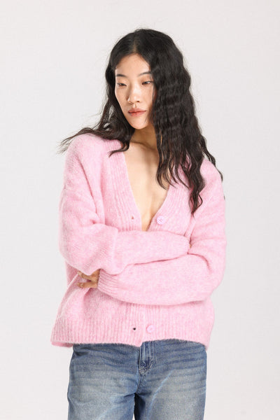 Lara  Alpaca wool Knit Cardigan - Pink