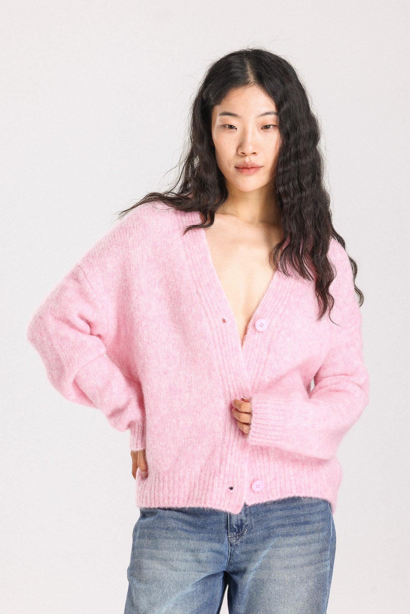 Lara  Alpaca wool Knit Cardigan - Pink