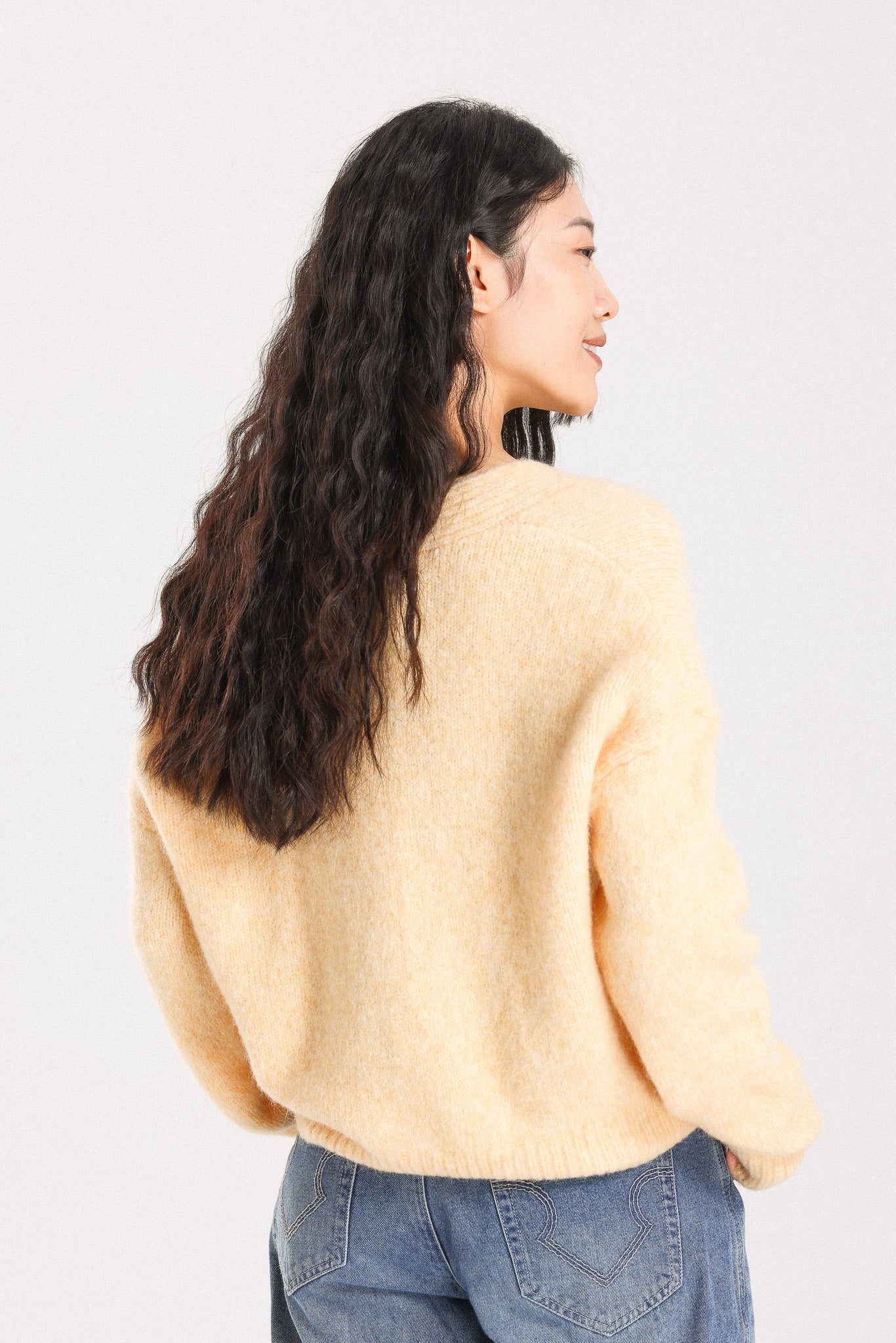 Lara Alpaca wool  Knit Cardigan - Yellow