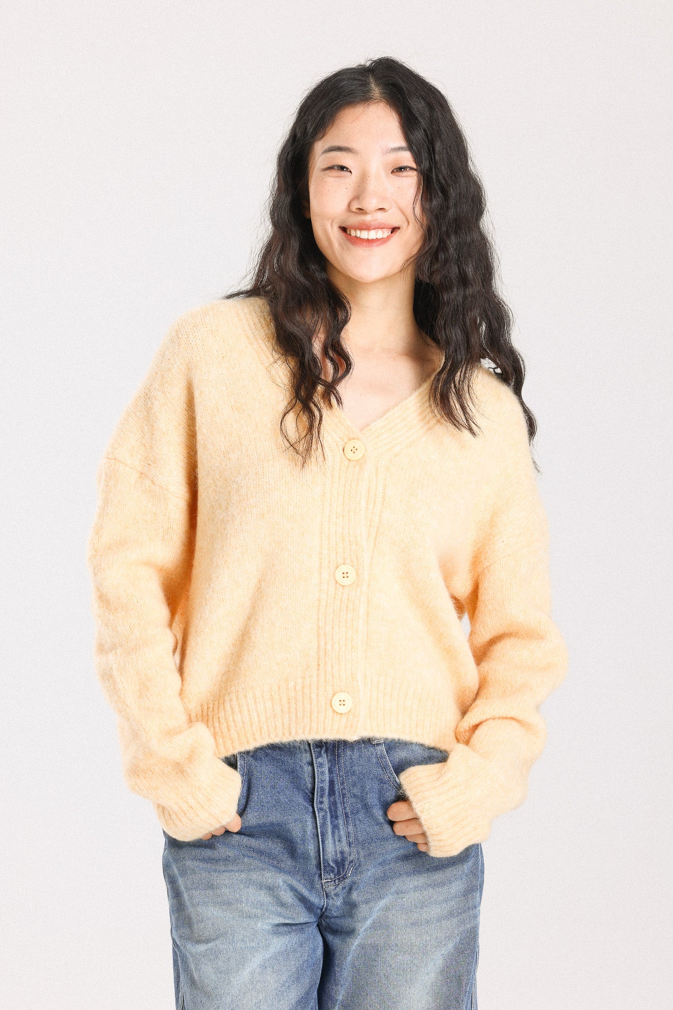 Lara Alpaca wool  Knit Cardigan - Yellow