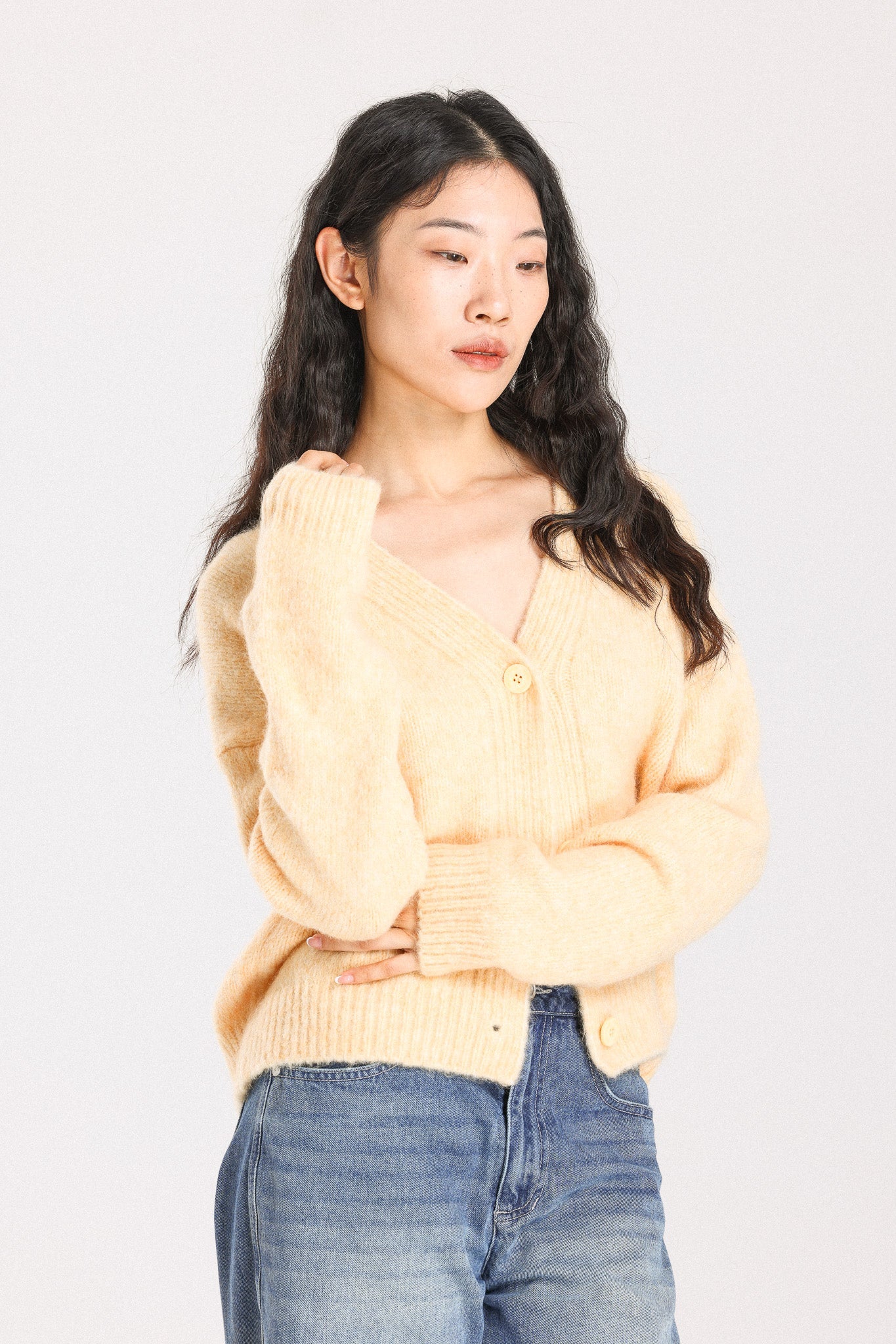 Lara Alpaca wool  Knit Cardigan - Yellow