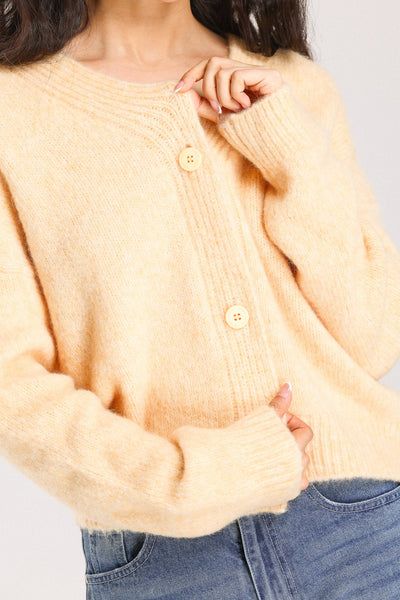 Lara Alpaca wool  Knit Cardigan - Yellow