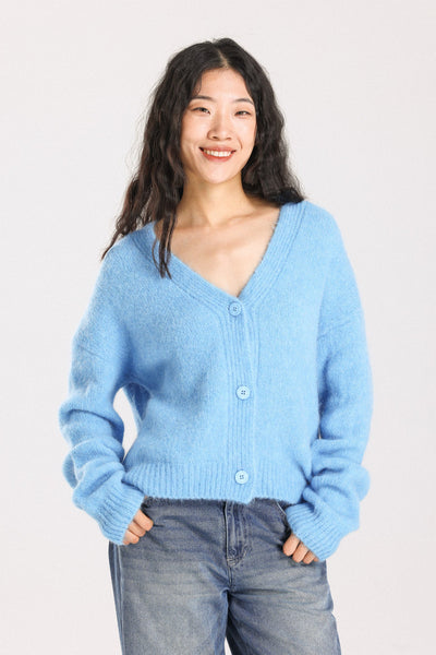 Lara Alpaca Wool Knit Cardigan - Sky