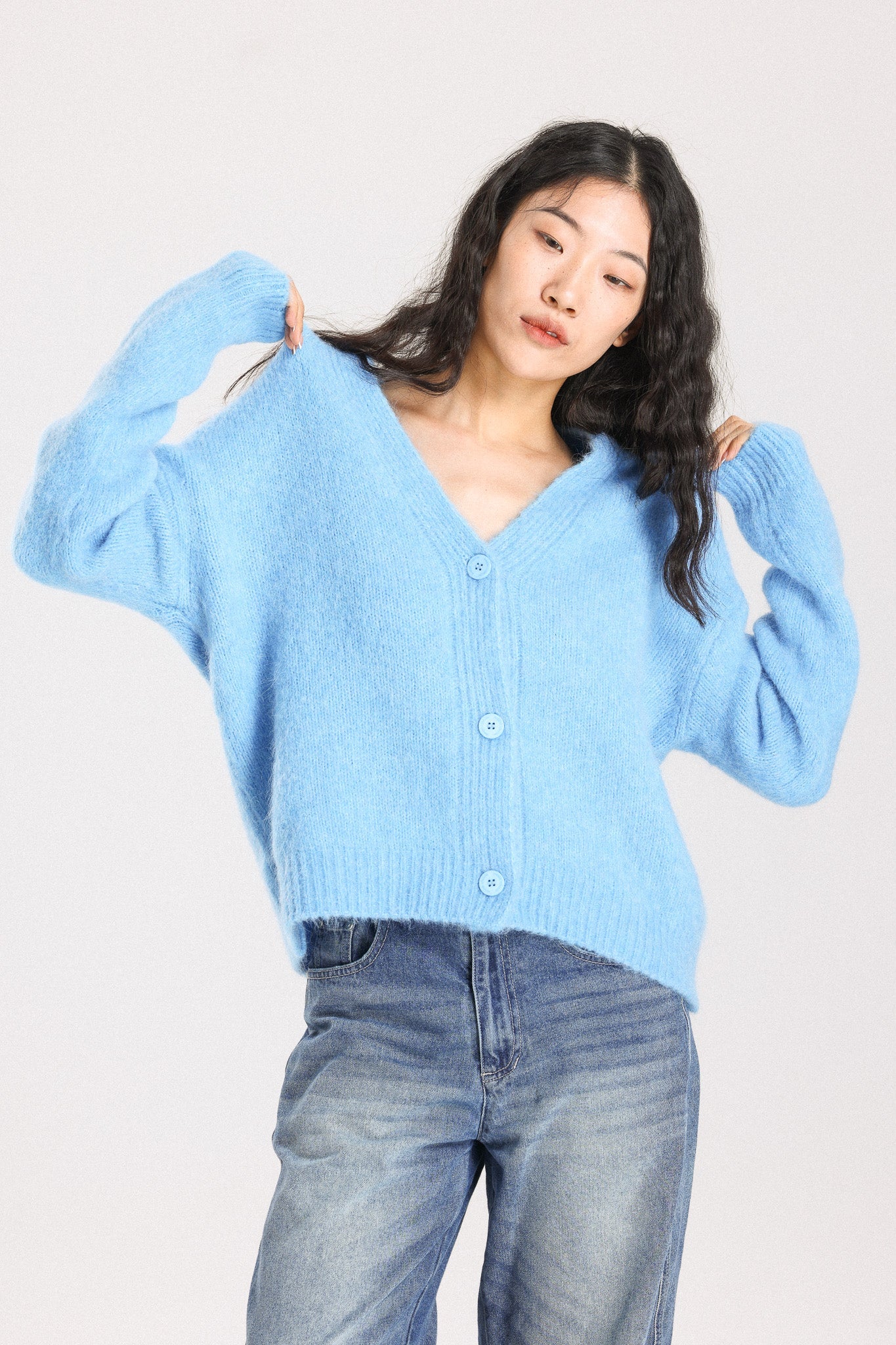 Lara Alpaca Wool Knit Cardigan - Sky