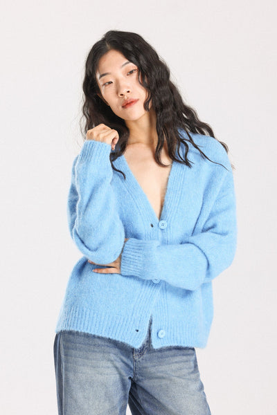 Lara Alpaca Wool Knit Cardigan - Sky