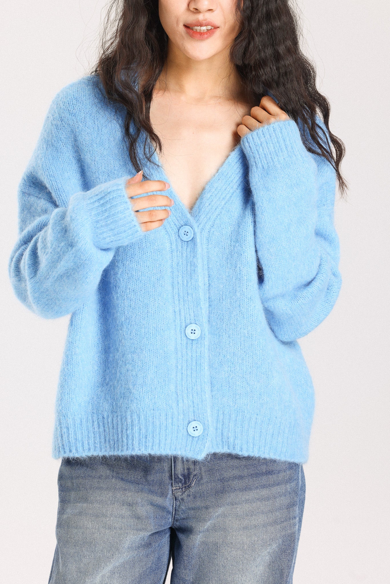 Lara Alpaca Wool Knit Cardigan - Sky