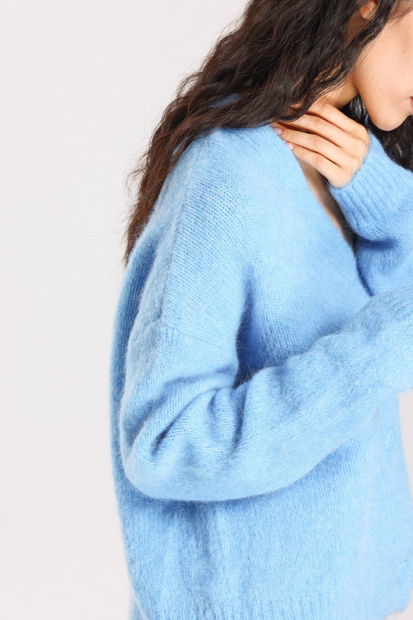 Lara Alpaca wool  Knit Cardigan - Sky