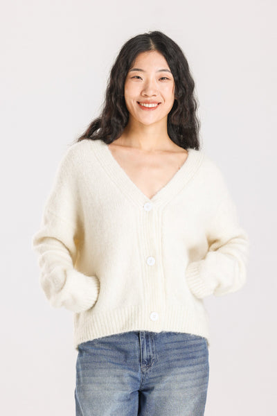 Lara Alpaca Wool Knit Cardigan - White