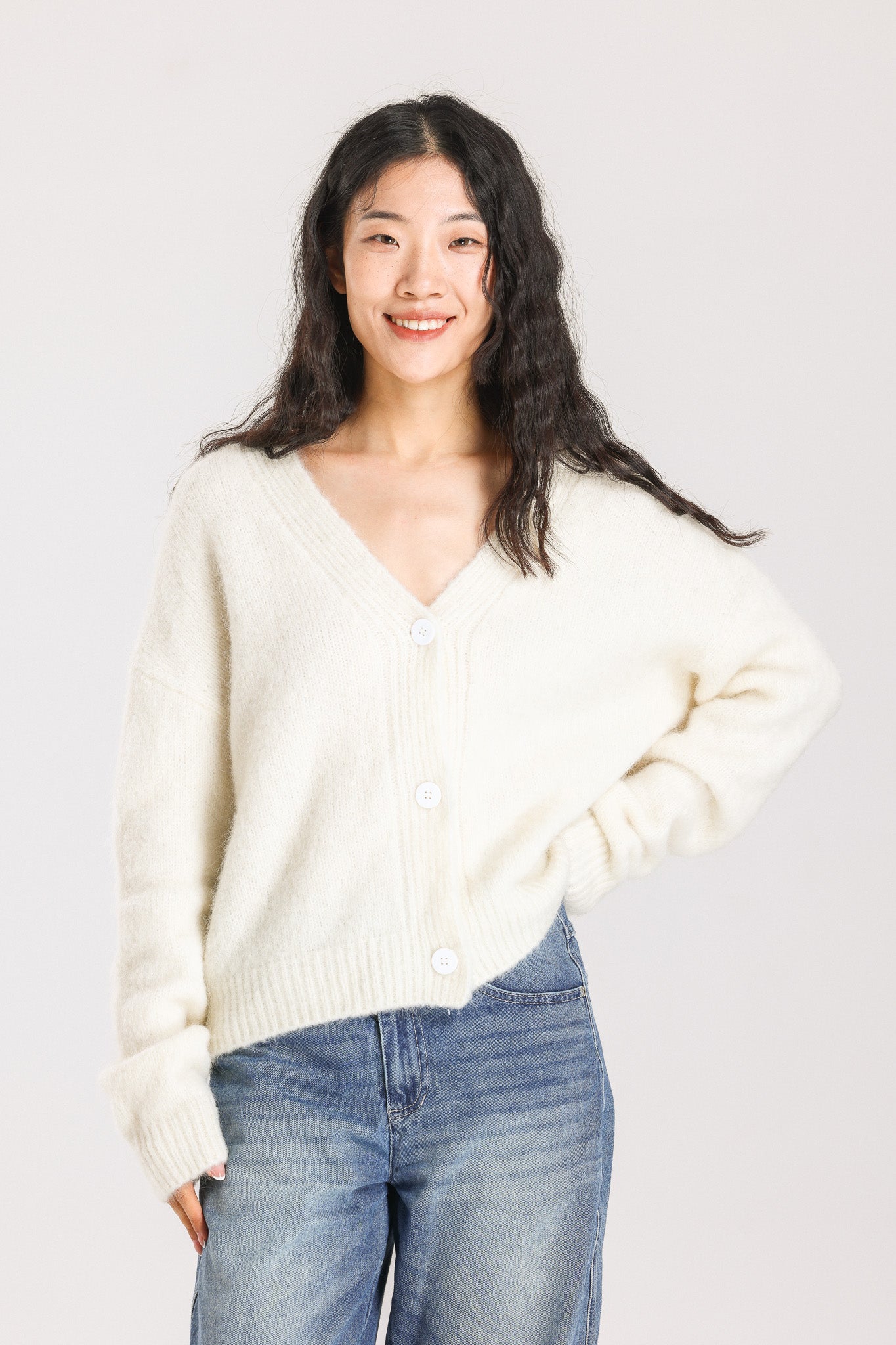 Lara Alpaca Wool Knit Cardigan - White