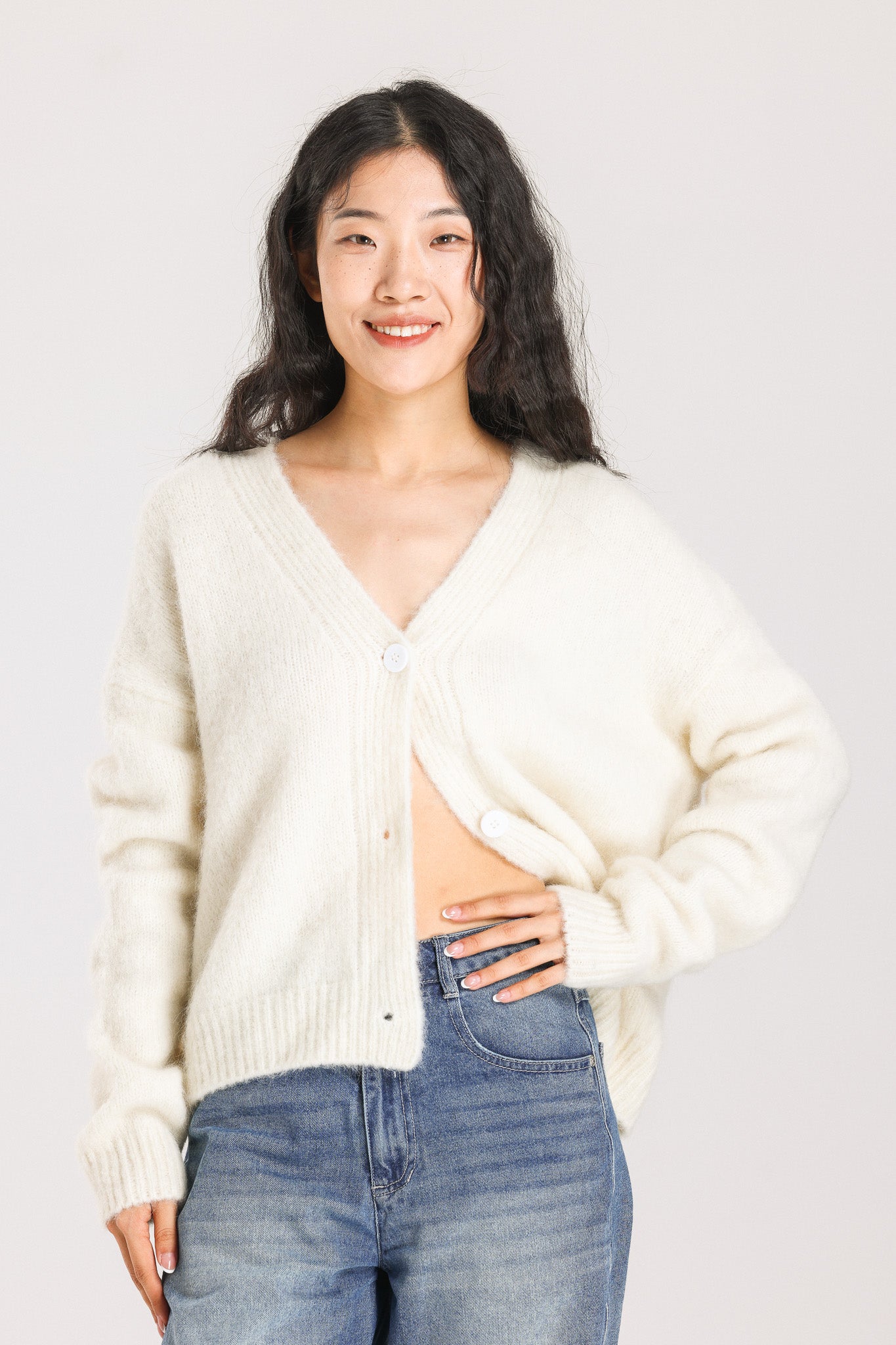 Lara Alpaca Wool Knit Cardigan - White