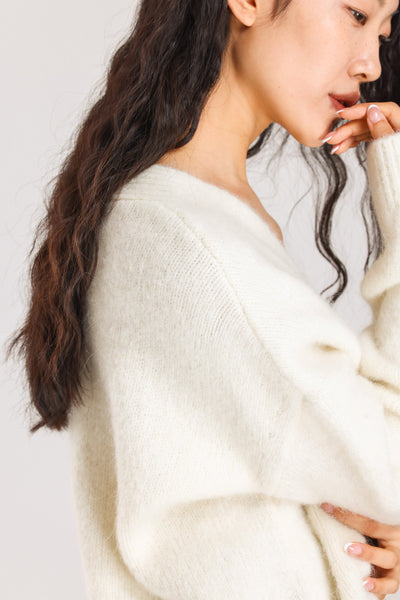 Lara Alpaca Wool Knit Cardigan - White