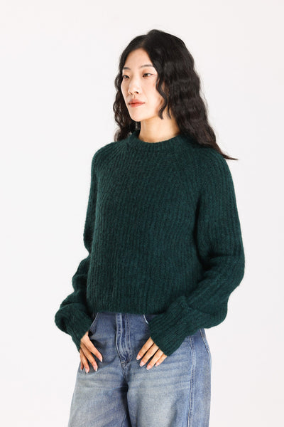 Janet Ribbed Alpaca wool  Knit Jumper  - Forest