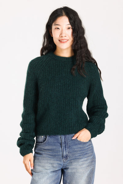 Janet Ribbed Alpaca wool  Knit Jumper  - Forest