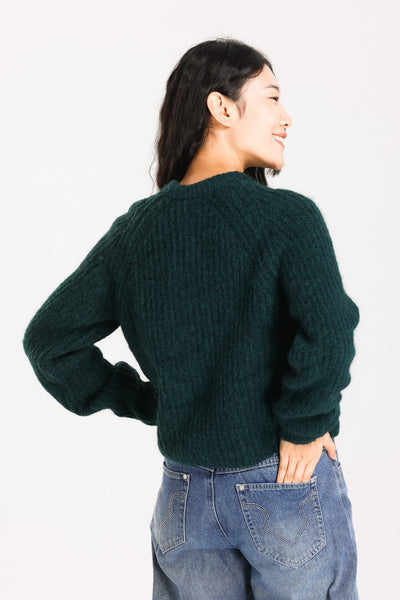 Janet Ribbed Alpaca wool  Knit Jumper  - Forest