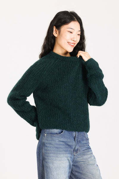 Janet Ribbed Alpaca wool  Knit Jumper  - Forest