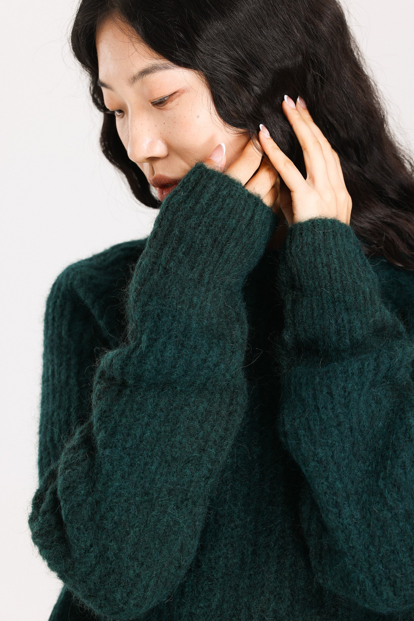 Janet Ribbed Alpaca wool  Knit Jumper  - Forest