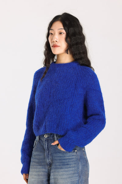 Janet Ribbed Alpaca wool  Knit Jumper - Royal Blue