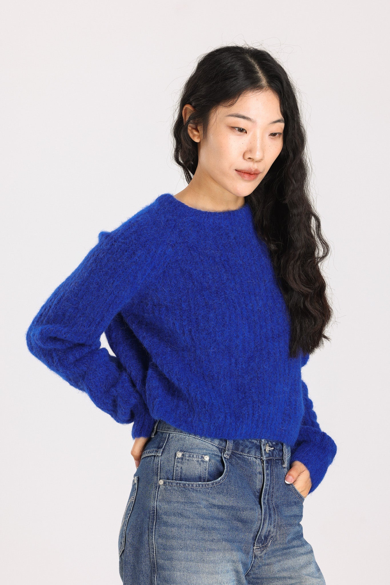 Janet Ribbed Alpaca wool  Knit Jumper - Royal Blue