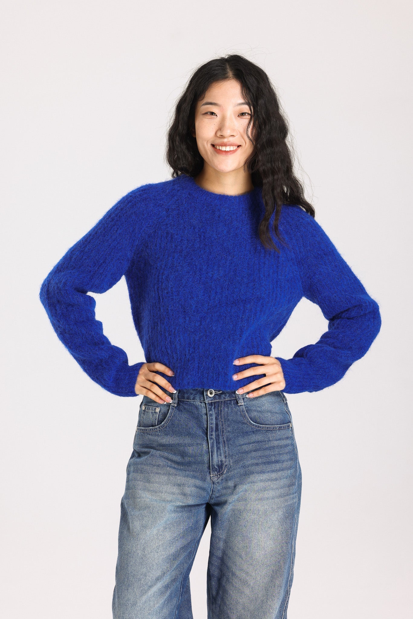 Janet Ribbed Alpaca wool  Knit Jumper - Royal Blue